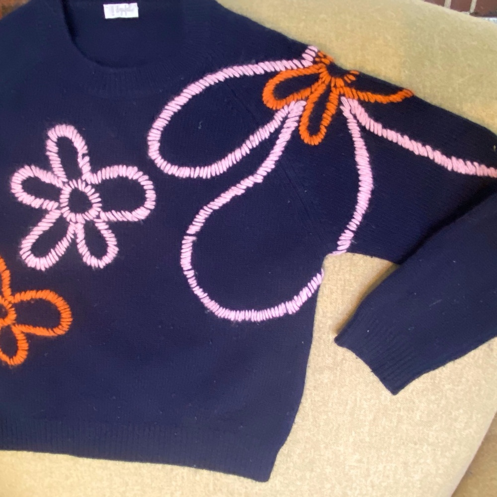 Il Gufo Girls Embroidered Flower Sweater